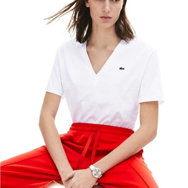 Lacoste - Women's Pima Cotton V-Neck T-Shirt Thumbnail
