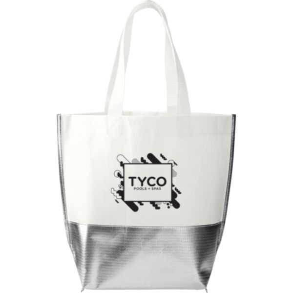Large Laminated Metallic Bottom Tote Thumbnail