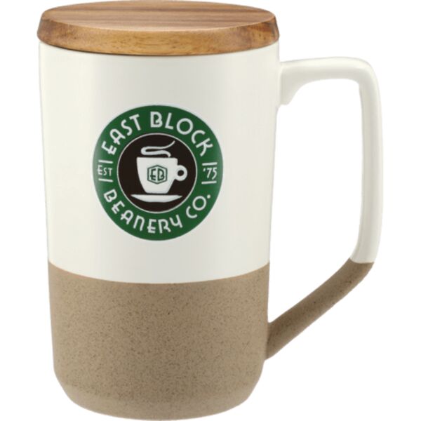 Tahoe Tea & Coffee Ceramic Mug with Wood Lid 16oz Thumbnail